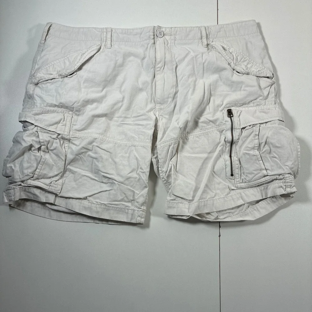 Polo Ralph Lauren Cargo Shorts 40 White Ripstop Utility Flap Pockets Military